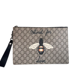 Gucci GG Supreme Canvas Blind For Love Zip Pouch Clutch Bag