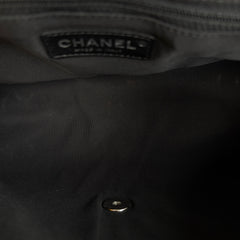 CC Top Handle Flap Bag Quilted Caviar with Grosgrain Medium