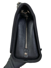 CC Top Handle Flap Bag Quilted Caviar with Grosgrain Medium