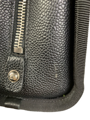 CC Top Handle Flap Bag Quilted Caviar with Grosgrain Medium