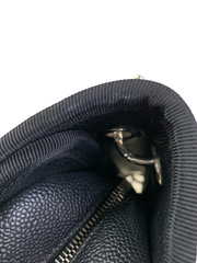 CC Top Handle Flap Bag Quilted Caviar with Grosgrain Medium
