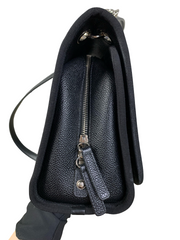 CC Top Handle Flap Bag Quilted Caviar with Grosgrain Medium