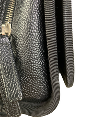 CC Top Handle Flap Bag Quilted Caviar with Grosgrain Medium