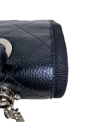 CC Top Handle Flap Bag Quilted Caviar with Grosgrain Medium