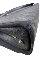 CC Top Handle Flap Bag Quilted Caviar with Grosgrain Medium