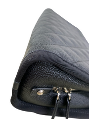 CC Top Handle Flap Bag Quilted Caviar with Grosgrain Medium