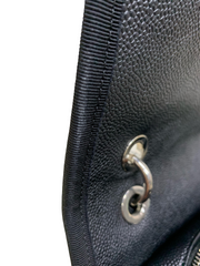 CC Top Handle Flap Bag Quilted Caviar with Grosgrain Medium