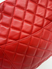 Chanel Red Quilted Lambskin Leather Shopping Tote Bag
