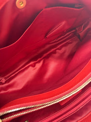 Chanel Red Quilted Lambskin Leather Shopping Tote Bag