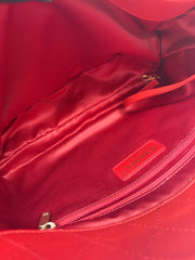 Chanel Red Quilted Lambskin Leather Shopping Tote Bag