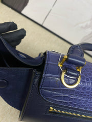 Celine Blue Python and Suede Trapeze Tote Bag