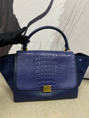 Celine Blue Python and Suede Trapeze Tote Bag