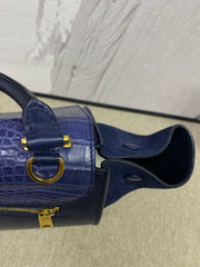 Celine Blue Python and Suede Trapeze Tote Bag