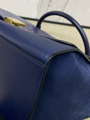 Celine Blue Python and Suede Trapeze Tote Bag
