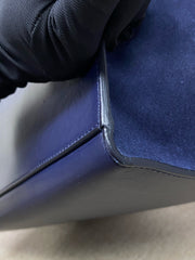 Celine Blue Python and Suede Trapeze Tote Bag