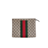 Gucci GG Supreme Web Brown Pouch