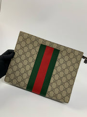 Gucci GG Supreme Web Brown Pouch