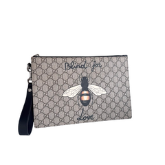 Gucci GG Supreme Canvas Blind For Love Zip Pouch Clutch Bag