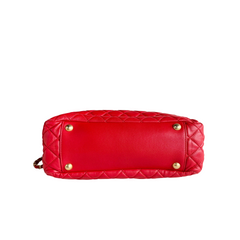 Chanel Red Quilted Lambskin Leather Shopping Tote Bag