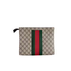 Gucci GG Supreme Web Brown Pouch