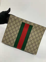 Gucci GG Supreme Web Brown Pouch